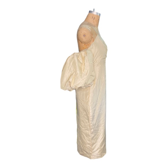ALIEVA TIFFANY DUPIONI PUFF SLEEVE MAXI DRESS (BEIGE) - Picture 8 of 11